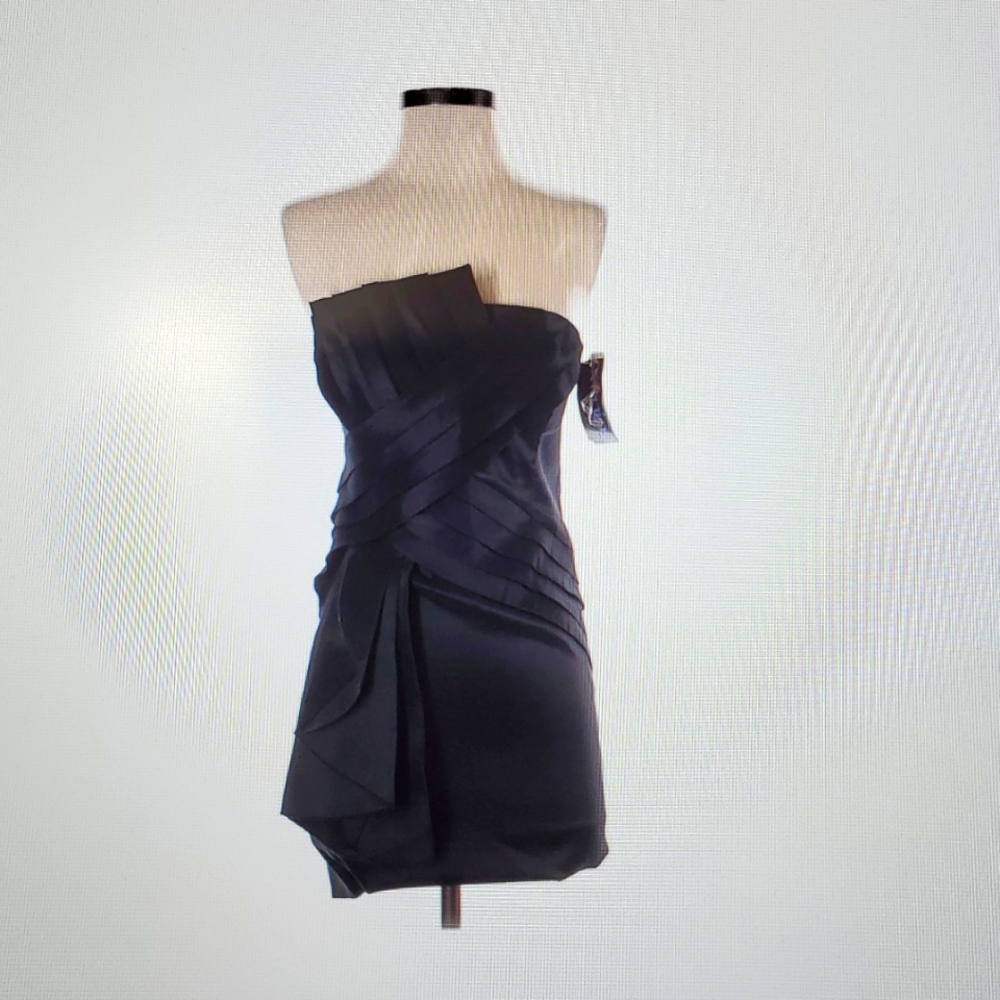 Romeo & Juliet Couture Strapless Black Evening Dress Size M NWT